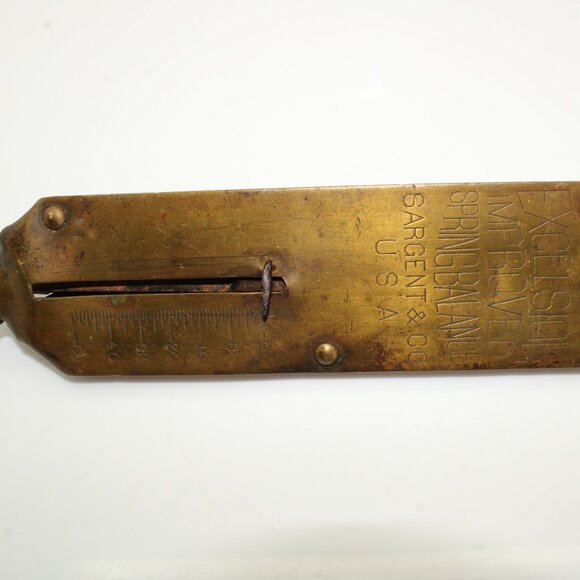 Vintage Excelsior Improved Spring Balance Brass Hanging Scale 50lb Sargent & Co. - Picture 2 of 8
